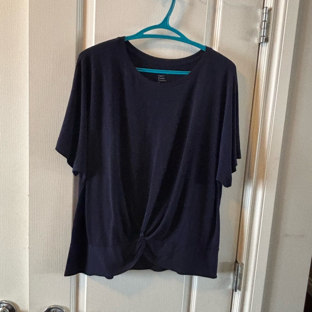 GAP Blue Tie Front Relaxed Blouse